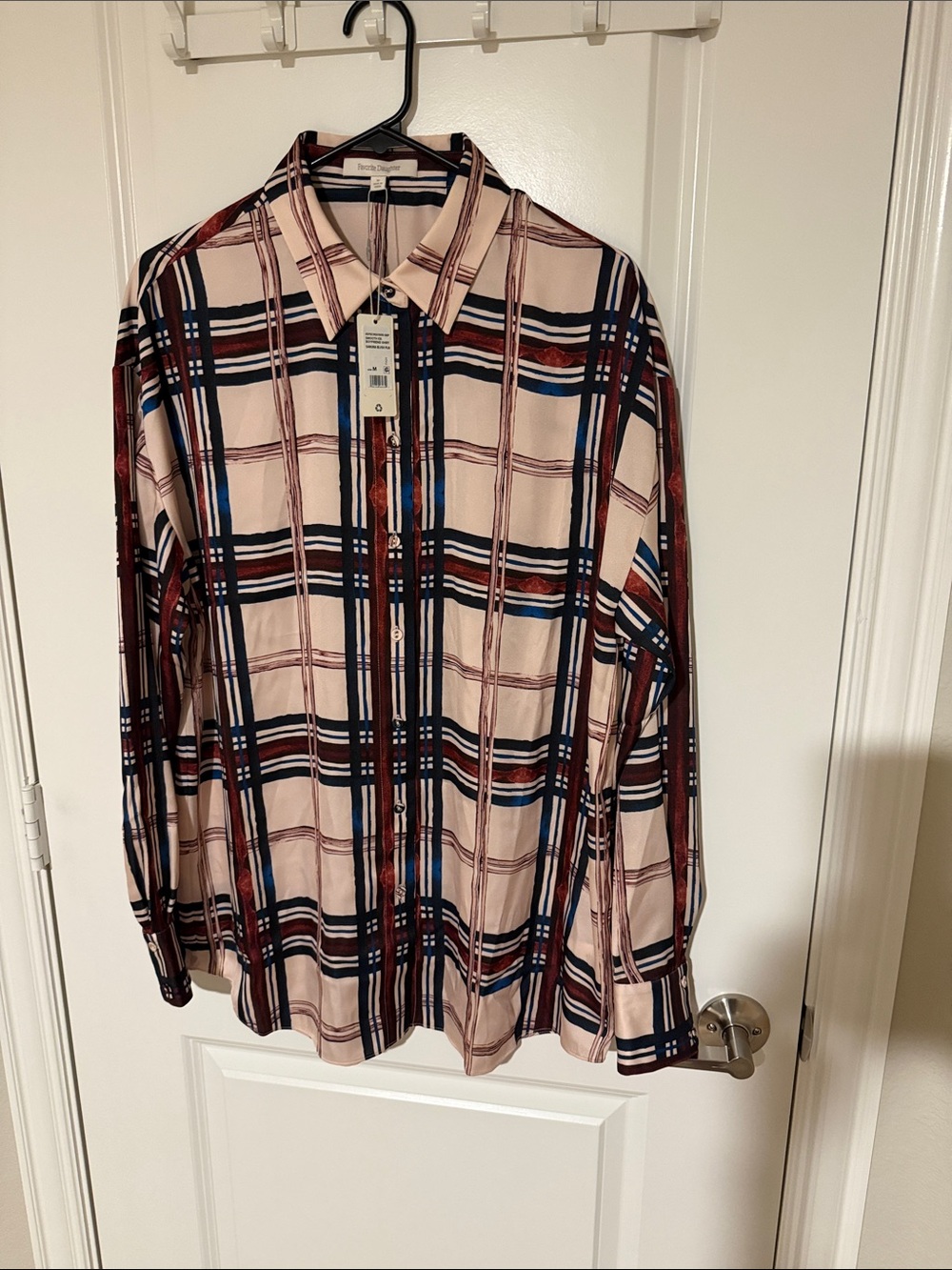Favorite Daughter Plaid Button-Down Shirt - Beige, Navy & Burgundy